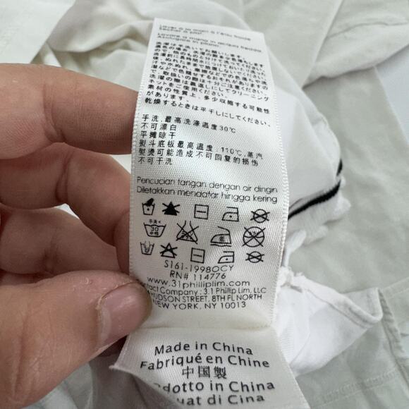 3.1 Phillip Lim Shirt Womens Large White Ruffle Trim Short Sleeve Designer Top - Picture 7 of 12